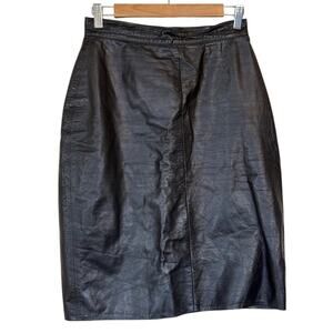 Vintage Skirt Women 11 Black Leather Pencil 80s Goth Punk‎ Rock Mobwife Party